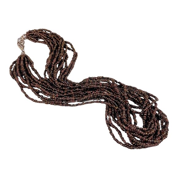 Silpada Bronze Beaded Necklace 17" Brown Glass Bead Torsade Artsy Boho N1815 - Picture 6 of 16